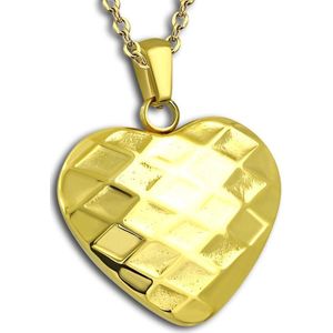 Amanto Ketting Djordy Gold - 316L Staal - Hartje - 25x25mm - 50cm