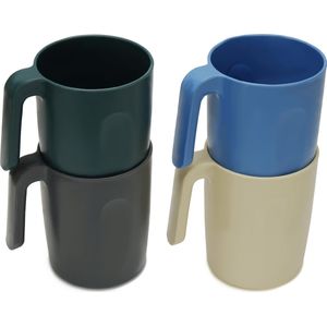 Belle Vous 4 Pak Herbruikbare Plastic Drinkbekers met Handvatten - 400 ml Onbreekbare Tumblers - BPA-vrij Reisbekers voor Water & Hete/Koude Dranken - Magnetron/Vaatwasser Veilige Kampeer bekers