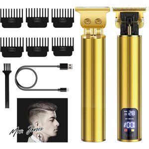 Mrs. Jones Baardtrimmer professionele contouren scheerapparaat tondeuse met 3 motorniveaus LED-R-messen USB-oplaadbaar 6 geleidingskammen .