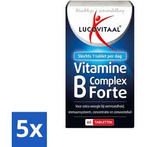 5 x Lucovitaal - Vitaminen - Vitamine B Complex Forte - 60 Tabletten - Vermoeidheid - Stofwisseling - Foliumzuur - Biotine