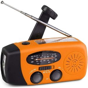 Draagbare noodradio - Noodradio - Solar opwindbaar - 2000 mAh - Radio Met Accu Batterij Voor Noodsituaties - Zaklamp - Noodradio Op Batterijen - Noodpakket - voor thuis/buiten/kamperen en reizende aardbeving - oranje