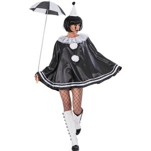 Funny Fashion - Pierrot Kostuum - Black Pierrot - Vrouw - Zwart - One Size - Carnavalskleding - Verkleedkleding