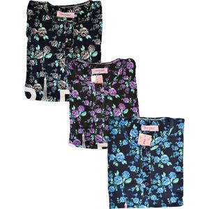 Dames nachthemd 'Paris' gebloemd katoen/ polyester groen XXL