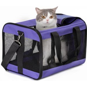 Hondenbox, opvouwbaar, hondentransportbox, kattentransportbox, transportbox, kattentas voor hond, katten, goedgekeurd door luchtvaart, reisvriendelijke transporttas (M)