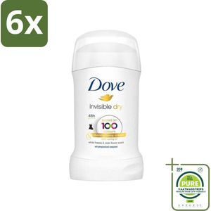 Dove Deodorant Stick - Invisible Dry - 40ml - Voordeelverpakking - 6 stuks - Deodorant - Anti-transpirant