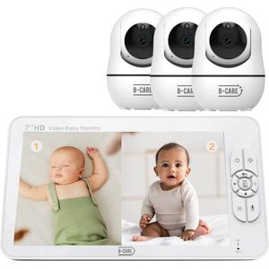 B-Care Sparkle Ultimate - Babyfoon - 7.0 Inch HD Baby Monitor - Met 3 Camera's - Split Screen - Zonder Wifi en App