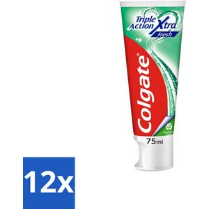12 x Colgate Tandpasta Triple Action Extra Fresh 75 ml - Tandpasta - Colgate - Triple Action - Xtra Fresh - Fluoride