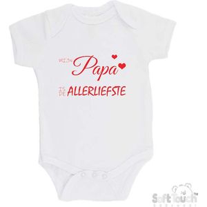 100% katoenen Romper ""Mijn papa is de allerliefste"" Vaderdag Unisex Katoen Wit/rood Maat 62/68