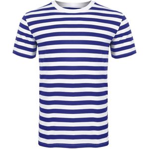 Gestreept Unisex T-shirt met Ronde Hals voor Kinderen en Volwassenen - Katoenen Casual Top voor Zomer