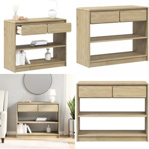 vidaXL Wandtafel SAUDA 89,5x36,5x73 cm massief grenenhout eikenkleurig - Wandtafel - Wandtafels - Bijzettafel - Console Tafel