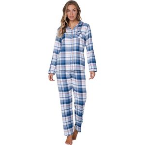 Pastunette - Flannel Check - Pyjama - Blauw - Doorknoop - Katoen/Flanel