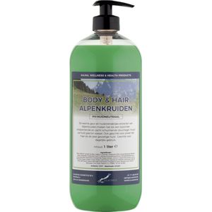 Body & Hair Alpenkruiden 1 liter - met gratis pomp - 2 in 1 voor lichaam en haar.