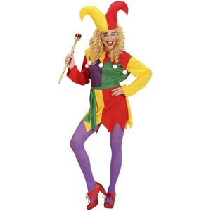 Widmann - Clown & Nar Kostuum - Hofnar Jolly Joker Kostuum Vrouw - Multicolor - Medium - Carnavalskleding - Verkleedkleding
