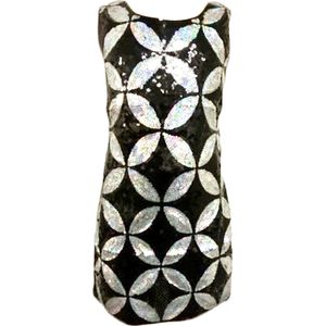 Hoogy Googy feestelijk jurkje met pailletten - zwart/zilver - Cirkels - maat 92/98