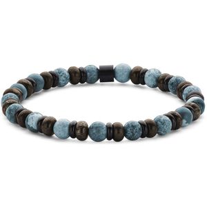 7FB-0834 – Frank 1967 – Kralenarmband 6 mm – Blauwe Apatiet – Zwartkleurig