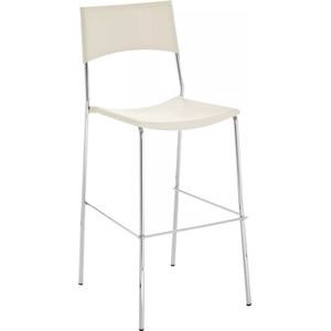 In And OutdoorMatch Barstoel met rugleuning Roxanne - Set van 1 - Ergonomisch - Barstoelen voor keuken of kantine - Crème - Zithoogte 77cm