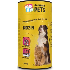 Excellent Biozin – Dierenvoedingssupplement ��– Huid, vacht en nagels – Honden en katten – 750g