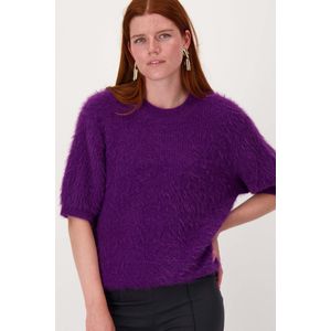 Zusss Fluffy Trui Met Ronde Hals Paars