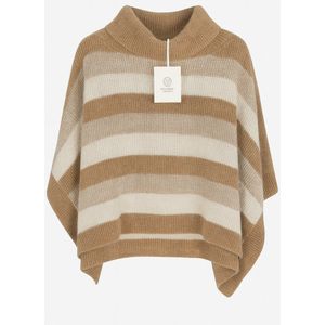 Peserico - Poncho met Col - Beige en Crèmekleurig - Gestreept