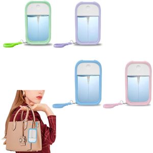 4 stuks - Draagbare kaartsprayfles - Parfumverstuiver - Sprayfles sleutelhanger - Navulbare lege flessen - Groen, Paars, Paars, Blauw - 50 ml - Geschikt voor het bijvullen van make-uptoner, luchtverfrisser en handdesinfecterend middel