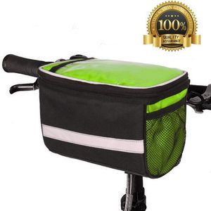 Stuurtas Fiets - Afneembare Fietstas Stuur met Smartphone Houder - met Isolatie - Telefoon Fiets Tas - Waterproof - Groen