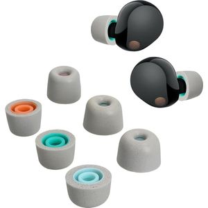 Kwmobile 6x Cover voor Oordopjes van Memory Foam in Lichtgrijs - Compatibel met Sony WF-1000XM5 - Maat S, M en L .