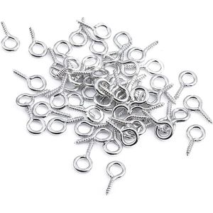 50Pc Kleine Kleine Mini Oogspelden Oogspelden Haken Oogspelden Schroef Diy Accessoires Zilver 8mm