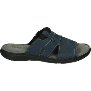 Josef Seibel - VINCENT 07 - Teenslipper - Blauw - Leer/Stof - Rubber Zool