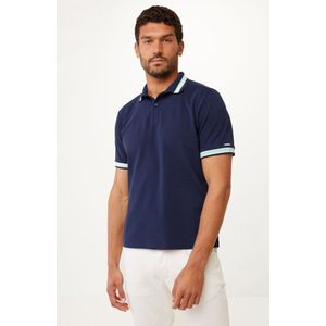 Short Sleeve Piqué Polo With Yarn Dye Tipping Mannen - Navy - Maat S