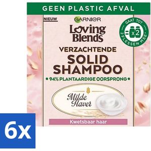 Garnier - Loving Blends Milde Haver - Solid Shampoo Bar - Kwetsbaar Haar - 60 g - Voordeelverpakking - 6 stuks