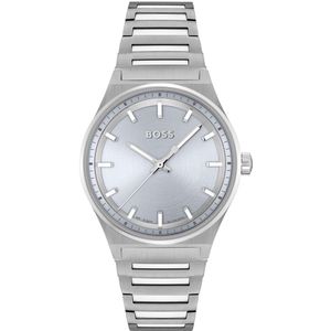 BOSS HB1502736 CANDOR FOR HER Dames Horloge - Mineraalglas - Staal - Zilverkleurig - 35 mm breed - Quartz - Vouw/Vlindersluiting - 5 ATM (douchen)