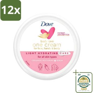 Dove - Body Love - One Cream - Hydraterend en voedend - 250 ml - Voordeelverpakking - 12 stuks - Hydraterende crème - Droge huid