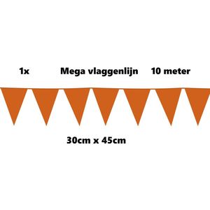 Mega vlaggenlijn oranje 30cm x 45cm 10 meter - Koningsdag Reuze vlaggenlijn - vlaglijn mega thema feest verjaardag optocht festival
