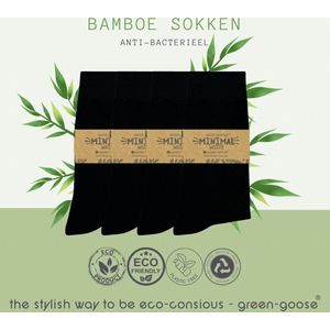 green-goose® Bamboe Sokken | 4 Paar | Maat 43-46 | Zwart | Duurzaam en Comfortabel | 95% Bamboe