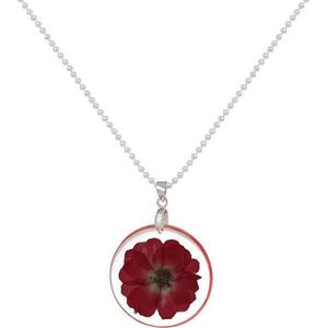 Fako Bijoux® - Ketting - Gedroogde Bloem - Acryl - Rood