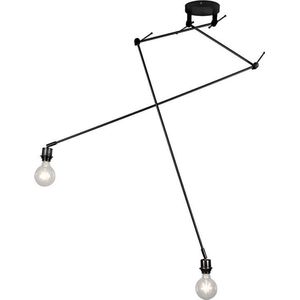 QAZQA blitz - Moderne Verstelbare hanglamp - 2 lichts - L 600 mm - Zwart - Woonkamer