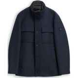 Tom Tailor - Lange Wollen Jas - Mêlee - Regular Fit - Met Afneembare Binnenkraag