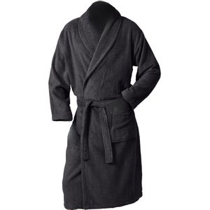 Twentse Damast Badjas - Badjas Heren - Badjas Dames - Badjassen - Ochtendjas Heren - Ochtendjas Dames - Badstof Katoen - Antraciet - S/M