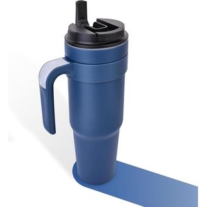 Thermobeker 1200 ml - Koffie-to-go drinkbeker met deksel en rietje - Quencher Tumbler - 12 uur koud - Lekvrije isolatiebeker - Blauw