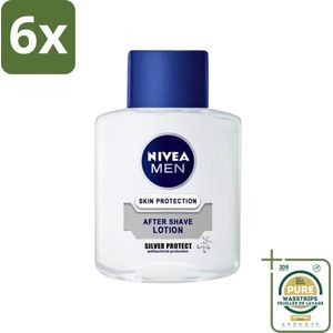 Nivea Men - Skin Protection After Shave Lotion - Silver Protect - 100 ml - Voordeelverpakking - 6 stuks - Huidverzorging - Aloë vera
