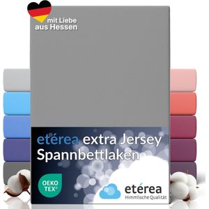 etérea Extra Jersey Hoeslaken 240x220 cm - Oekotex - 100% katoen - bis 35 cm - Grijs