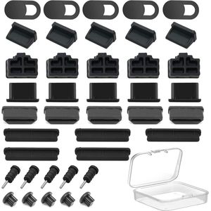 Siliconen stofkappen voor USB-poorten - 40 stuks - computer camera USB C RJ45 HDMI SD hoofdtelefoon audio - USB-poortafdekkingen met 8 types .