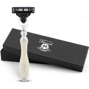 Haryali London 3 Edge scheermes voor mannen en vrouwen - Ergonomisch scheermes voor lichaam en gezicht - Minimalistisch scheermes voor mannen - Herbruikbaar scheermes - Ivoor