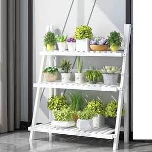 Plantenladder bloemenrek houten plank 3-traps-bloemenladder voor binnen-buiten decoratie 70-x-40-x-96-cm Plantenladder