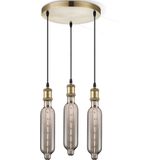 Home Sweet Home hanglamp brons vintage rond Tube - hanglamp inclusief 3 LED filament lamp G78 - dimbaar - pendel lengte 100 cm - inclusief E27 LED lamp - rook