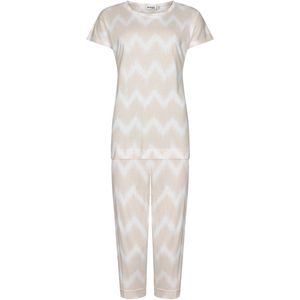 Pastunette Premium Pyjama Sketchy Waves - Beige/Wit - Katoen/Modal - Maat 40