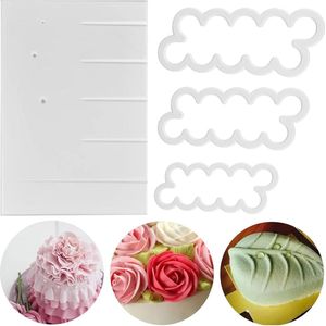 4-delige uitsteekvormen, rozen, fondant, uitsteekvormpjes, 3D bloemenuitstekers, plastic, fondant, strijkers met celboard, fondant, accessoireset voor taartdecoratie, petal sugarcraft vormen (wit