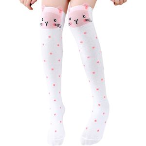 Kniekousen meisjes – 1 paar lange sokken beertje stippen – meisjessokken – 6-12 jaar – elastisch katoen