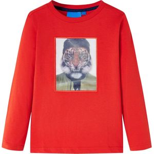 vidaXL-Kindershirt-met-lange-mouwen-tijgerprint-140-rood