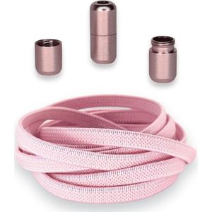 Agletless® Roze Platte Elastische Veters Zonder Strikken 6mm - Luxe Draaicapsule Snelsluiting - 1 Paar - Kinderen & Volwassenen | One-Size-Fits-All